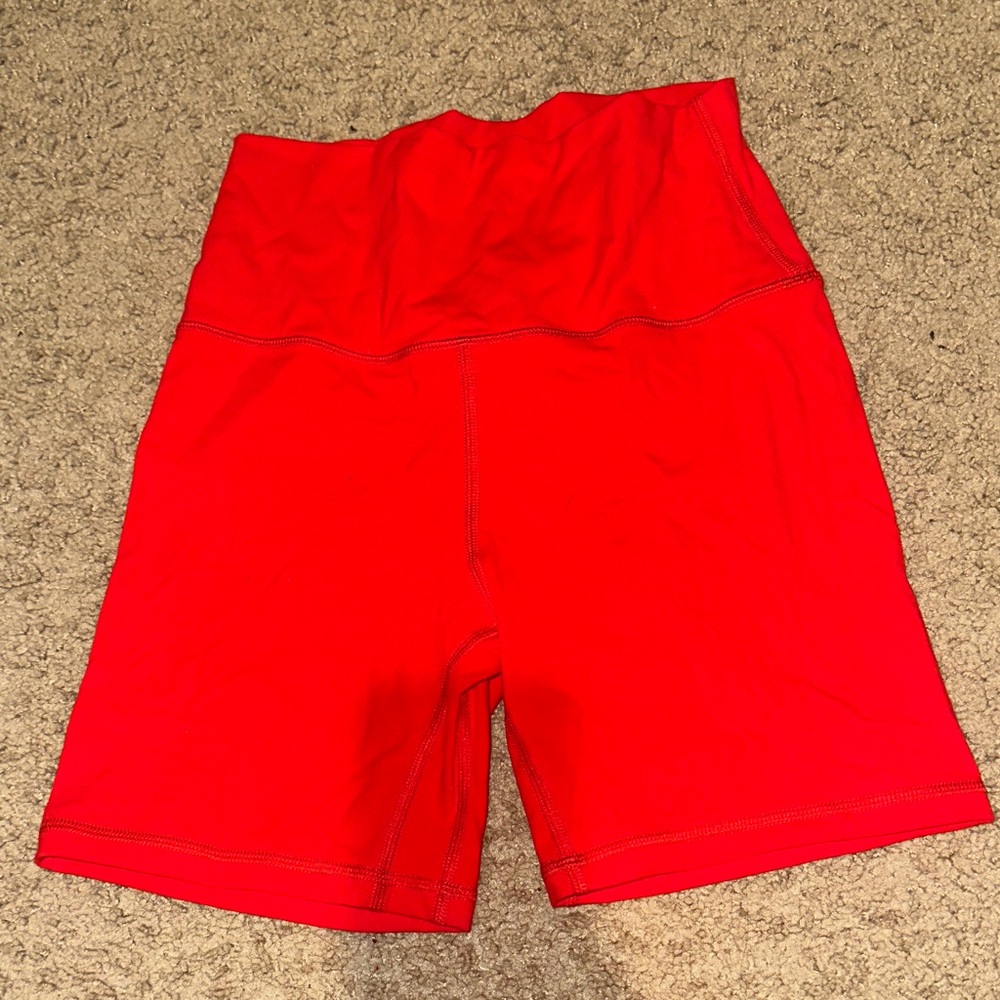 High-Waist Red Women's Bike Shorts